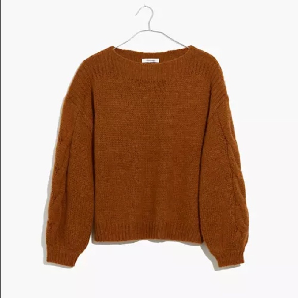 EUC Madewell cable sleeve boatneck sweater